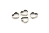 Silver Heart Charm, 24 Antique Silver Plated Brass Heart Connectors With 2 Holes (10x10x2x0.4mm) BS 1848 H1340