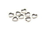 Silver Heart Charm, 24 Antique Silver Plated Brass Heart Connectors With 2 Holes (10x10x2x0.4mm) BS 1848 H1340