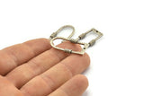 D Shape Charm, 2 Hammered Antique Silver Plated D Shape Charms With 1 Hole (29x15x1.3mm) BS 1874