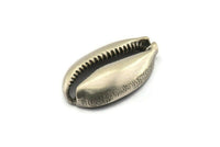 Silver Shell Finding, 1 Antique Silver Plated Brass Cowrie Shell Findings, Pendants, Charms, Earrings, Beads 43-46MM BS 1853