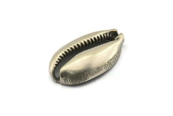 Silver Shell Finding, 1 Antique Silver Plated Brass Cowrie Shell Findings, Pendants, Charms, Earrings, Beads 43-46MM BS 1853