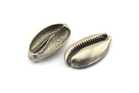 Silver Shell Finding, 1 Antique Silver Plated Brass Cowrie Shell Findings, Pendants, Charms, Earrings, Beads 43-46MM BS 1853