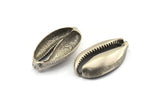 Silver Shell Finding, 1 Antique Silver Plated Brass Cowrie Shell Findings, Pendants, Charms, Earrings, Beads 43-46MM BS 1853