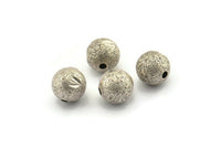 Silver Ball Bead, 24 Antique Silver Plated Brass Spacer Beads, Findings (8mm) D1239 H1370