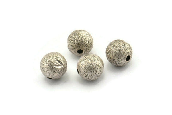 Silver Ball Bead, 24 Antique Silver Plated Brass Spacer Beads, Findings (8mm) D1239 H1370