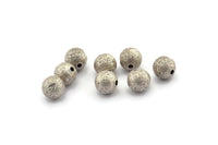 Silver Ball Bead, 24 Antique Silver Plated Brass Spacer Beads, Findings (8mm) D1239 H1370