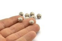 Silver Ball Bead, 24 Antique Silver Plated Brass Spacer Beads, Findings (8mm) D1239 H1370