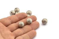 Silver Ball Bead, 10 Antique Silver Plated Brass Spacer Beads, Findings (12mm) D1238