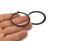 Siyah Yuvarlak Küpe, 1 Halka ve 3 Delikli 3 Oksitlenmiş Siyah Pirinç Yuvarlak Küpe Tılsımı, Kolye Uçları, Bulgular (40 mm) E547 H1237