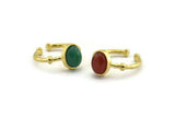 Brass Ring Settings, 3 Raw Brass Oval Ring With 1 Stone Setting - Pad Size 8x10mm N1561