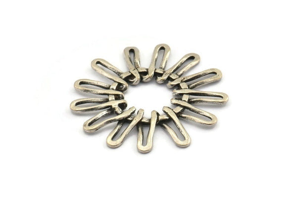 Silver Sun Pendant, Antique Silver Plated Brass Sunny Pendant (39x2.2mm) BS 1988 H1348