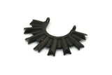 Siyah Güneş Tılsımı, 2 Dokulu Oksitlenmiş Siyah Pirinç Güneş Kolye Ucu, 2 Döngü (34,5x24x2,2 mm) E205 Q0527