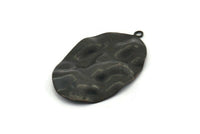 Siyah Oval Charm, 1 Halkalı 6 Oksitlenmiş Siyah Pirinç Dalgalı Oval Charm, Kolye Uçları, Küpeler, Bulgular (37x23x0,50 mm) D0807