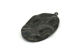 Siyah Oval Charm, 1 Halkalı 6 Oksitlenmiş Siyah Pirinç Dalgalı Oval Charm, Kolye Uçları, Küpeler, Bulgular (37x23x0,50 mm) D0807
