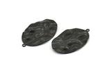 Siyah Oval Charm, 1 Halkalı 6 Oksitlenmiş Siyah Pirinç Dalgalı Oval Charm, Kolye Uçları, Küpeler, Bulgular (37x23x0,50 mm) D0807