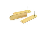 Brass Earring, 4 Textured Raw Brass Stud Earrings With 1 Hole (35x9x1mm) D1395 A2001