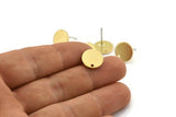 Brass Round Earring, 8 Raw Brass Round Stud Earrings With 1 Hole (12x1mm) E082 A1998