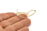 Brass Oval Earring, 8 Raw Brass Marquise Stud Earrings (25x10x0.8mm) BS 1864 A2002