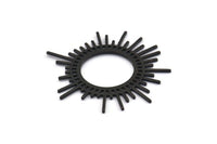 Siyah Güneş Tılsımı, 3 Oksitlenmiş Siyah Pirinç Güneş Tılsımı, Bulgular, Küpeler, Kolye Uçları (46x1mm) D1234 H1369