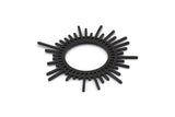 Siyah Güneş Tılsımı, 3 Oksitlenmiş Siyah Pirinç Güneş Tılsımı, Bulgular, Küpeler, Kolye Uçları (46x1mm) D1234 H1369