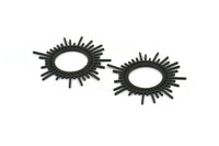 Siyah Güneş Tılsımı, 3 Oksitlenmiş Siyah Pirinç Güneş Tılsımı, Bulgular, Küpeler, Kolye Uçları (46x1mm) D1234 H1369