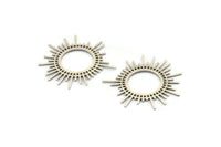 Silver Sun Charm, 3 Antique Silver Plated Brass Sun Charms, Findings, Earrings, Pendants (46x1mm) D1234 H1369