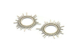 Silver Sun Charm, 3 Antique Silver Plated Brass Sun Charms, Findings, Earrings, Pendants (46x1mm) D1234 H1369