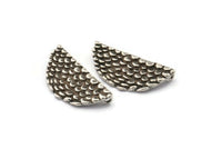 Silver Half Moon, 3 Antique Silver Plated Brass Mermaid Semi Circle Pendants With 2 Loops (31x14x2mm) E268 H1244