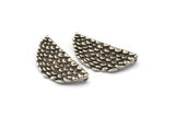 Silver Half Moon, 3 Antique Silver Plated Brass Mermaid Semi Circle Pendants With 2 Loops (31x14x2mm) E268 H1244