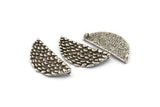 Silver Half Moon, 3 Antique Silver Plated Brass Mermaid Semi Circle Pendants With 2 Loops (31x14x2mm) E268 H1244