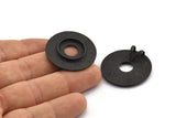 Siyah Yuvarlak Kolye, 15 mm Taş Tabanlı 2 Oksitlenmiş Siyah Pirinç Çekiçlenmiş Yuvarlak Kolye, Bulgular (30 mm) E568