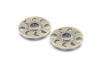 Moon Phases Pendant, 1 Antique Silver Plated Brass Circle Pendant With Pad Size 11mm, Earring Findings (34x1.2mm) BS 1899 H1350