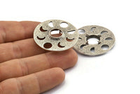 Moon Phases Pendant, 1 Antique Silver Plated Brass Circle Pendant With Pad Size 11mm, Earring Findings (34x1.2mm) BS 1899 H1350