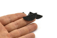 Siyah Yarım Ay, 3 Oksitlenmiş Siyah Pirinç Denizkızı Yarım Daire Kolye, 1 Halka (31x14x1,8 mm) E269