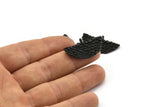Siyah Yarım Ay, 3 Oksitlenmiş Siyah Pirinç Denizkızı Yarım Daire Kolye, 1 Halka (31x14x1,8 mm) E269