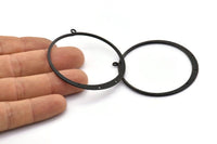 Siyah Yuvarlak Küpe, 1 Halka ve 3 Delikli 3 Oksitlenmiş Siyah Pirinç Yuvarlak Küpe Tılsımı, Kolye Uçları, Bulgular (50 mm) E545 H1238