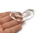 Silver Umbrella Charm, 2 Antique Silver Plated Brass Umbrella Charms With 1 Hole, Pendants, Earrings (45x30x1mm) D0647