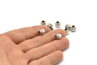 Silver Industrial Finding, 10 Antique Silver Plated Brass Industrial Spacer Beads, Findings (7.5x7mm) D1269