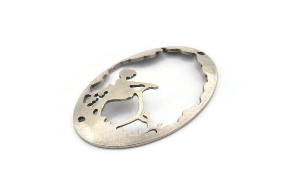 Silver Girl Charm, 2 Antique Silver Plated Brass Girl Charms With 1 Hole, Pendants, Earrings (45x30x1mm) D0644 H1241