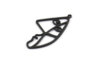 Black Face Charm, 5 Oxidized Brass Black Face Charms With 1 Loop, Pendants, Earrings, Findings (39x20x1mm) D0637
