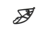 Black Face Charm, 5 Oxidized Brass Black Face Charms With 1 Loop, Pendants, Earrings, Findings (39x20x1mm) D0637