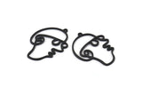 Siyah Yüzlü Charm, 1 Halkalı 5 Oksitlenmiş Siyah Pirinç Yüzlü Charm, Kolye Uçları, Küpeler, Bulgular (35x26x1mm) D0623