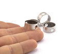 Silver Circle Charm, 6 Antique Silver Plated Brass Circle With 2 Holes (17x8x0.5mm) BS 1777