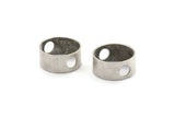 Silver Circle Charm, 6 Antique Silver Plated Brass Circle With 2 Holes (17x8x0.5mm) BS 1777