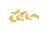 Brass Moon Charm, 24 Raw Brass Crescent Moon Charms With 2 Holes, Blanks (15x6x0.80mm) A2227