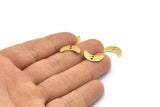 Brass Moon Charm, 24 Raw Brass Crescent Moon Charms With 2 Holes, Blanks (15x6x0.80mm) A2227