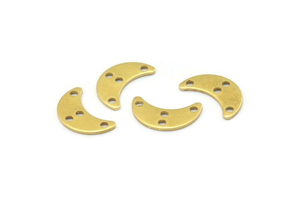 Brass Moon Charm, 24 Raw Brass Crescent Moon Charms With 4 Holes, Blanks (15x6x0.80mm) A2230
