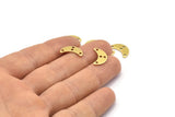 Brass Moon Charm, 24 Raw Brass Crescent Moon Charms With 4 Holes, Blanks (15x6x0.80mm) A2230