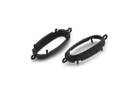 Siyah Oval Ayar, 2 Döngü ve 1 Ped Ayarı ile 2 Oksitlenmiş Siyah Pirinç Oval Ayar (30,5x12x5,5 mm) E203