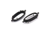 Siyah Oval Ayar, 2 Döngü ve 1 Ped Ayarı ile 2 Oksitlenmiş Siyah Pirinç Oval Ayar (30,5x12x5,5 mm) E203